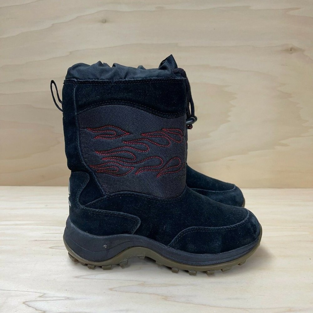 L.L.Bean Kids 05467 Leather Mid Calf Pull On Round Toe Black Winter Boot Size 2